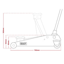 Load image into Gallery viewer, Sealey Trolley Jack 3 Tonne Low Profile Rocket Lift Red (85/500mm)