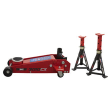Load image into Gallery viewer, Sealey Trolley Jack 3 Tonne Standard Chassis, Axle Stands (Pair) 3 Tonne Capacity per Stand