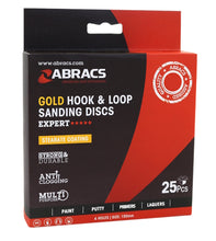 Load image into Gallery viewer, Abracs "Gold" Hook & Loop 150mm x 240Grit - 6 Hole - Pack 25