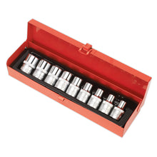 Load image into Gallery viewer, Sealey TRX-Star* Female Socket Set 9pc 1/2" Drive E10-E24 (Premier)