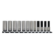 Load image into Gallery viewer, Sealey Socket Set 12pc 3/8" Drive Deep Lock-On 6pt Metric - Black Series (Premier)