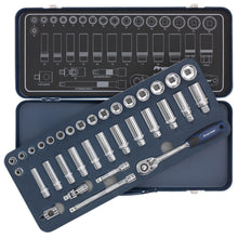 Load image into Gallery viewer, Sealey Socket Set 34pc 3/8" Drive Lock-On 6pt Metric (Premier)