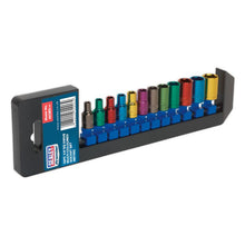 Load image into Gallery viewer, Sealey Multi-Coloured Socket Set 12pc 1/4" Drive 6pt WallDrive Metric (Premier)
