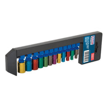 Load image into Gallery viewer, Sealey Multi-Coloured Socket Set 12pc 1/4" Drive 6pt WallDrive Metric (Premier)
