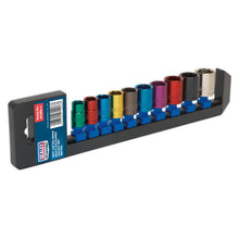 Load image into Gallery viewer, Sealey Multi-Coloured Socket Set 10pc 3/8" Drive 6pt WallDrive Metric (Premier)