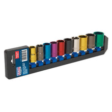 Load image into Gallery viewer, Sealey Multi-Coloured Socket Set 10pc 1/2" Drive WallDrive Metric (Premier)