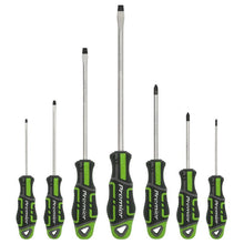 Load image into Gallery viewer, Sealey Screwdriver Set 7pc GripMAX - Slotted/Phillips - Hi-Vis Green (Premier)