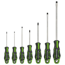 Load image into Gallery viewer, Sealey Screwdriver Set 7pc GripMAX - Slotted/Phillips - Hi-Vis Green (Premier)