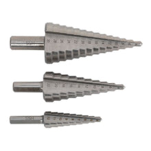 Load image into Gallery viewer, Sealey HSS 4341 Step Drill Bit Set 3pc Double Flute