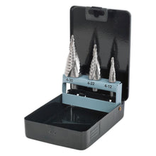 Load image into Gallery viewer, Sealey HSS 4341 Step Drill Bit Set 3pc Spiral Flute