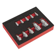 Load image into Gallery viewer, Sealey Hex Socket Bit Set 10pc Stubby 1/4", 3/8" & 1/2" Sq Drive in Storage Tray (Premier)