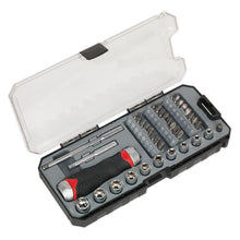 Load image into Gallery viewer, Sealey Fine Tooth Ratchet Screwdriver Socket & Bit Set 38pc (Premier)