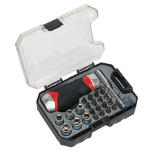 Load image into Gallery viewer, Sealey Fine Tooth Ratchet Screwdriver Socket & Bit Set 24pc Stubby (Premier)