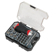 Load image into Gallery viewer, Sealey Fine Tooth Ratchet Screwdriver Socket & Bit Set 24pc Stubby (Premier)