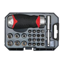 Load image into Gallery viewer, Sealey Fine Tooth Ratchet Screwdriver Socket & Bit Set 24pc Stubby (Premier)
