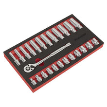 Load image into Gallery viewer, Sealey Ratchet Wrench & Socket Set 3/8" Sq Drive 25pc (Premier)