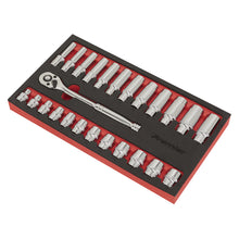 Load image into Gallery viewer, Sealey Ratchet Wrench & Socket Set 3/8" Sq Drive 25pc (Premier)