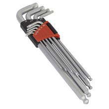 Load image into Gallery viewer, Sealey Ball-End Hex Key Set 9pc Extra-Long Lock-On - Imperial (Premier)