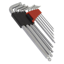 Load image into Gallery viewer, Sealey Ball-End Hex Key Set 9pc Extra-Long Lock-On - Imperial (Premier)