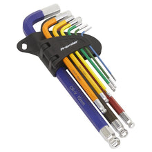 Load image into Gallery viewer, Sealey Ball-End Hex Key Set 9pc Colour-Coded Long - Metric (Premier)