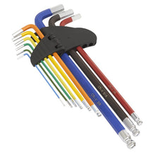 Load image into Gallery viewer, Sealey Ball-End Hex Key Set 9pc Colour-Coded Extra-Long - Imperial (Premier)