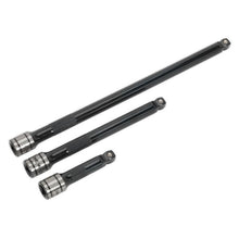 Load image into Gallery viewer, Sealey Wobble/Rigid Extension Bar Set 3pc 3/8" Drive Black Series (Premier)