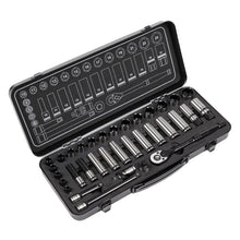 Load image into Gallery viewer, Sealey Socket Set 34pc 3/8" Drive WallDrive Metric Black Series (Premier)