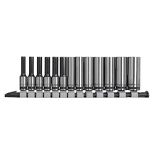 Load image into Gallery viewer, Sealey Socket Set Deep 13pc 1/4" Drive Metric - Black Series (Premier)