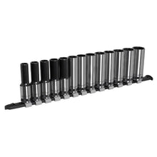 Load image into Gallery viewer, Sealey Socket Set Deep 13pc 1/2" Drive Metric - Black Series (Premier)