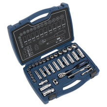 Load image into Gallery viewer, Sealey Socket Set 34pc 3/8" Drive 6pt WallDrive 48-Tooth Metric (Premier)