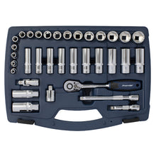 Load image into Gallery viewer, Sealey Socket Set 34pc 3/8" Drive 6pt WallDrive 48-Tooth Metric (Premier)