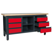 Load image into Gallery viewer, Sealey Workstation, 6 Drawers & Open Storage