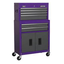 Load image into Gallery viewer, Sealey Topchest & Rollcab Combination 6 Drawer Ball-Bearing Slides - Purple/Grey