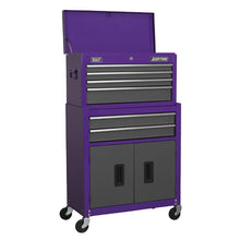 Load image into Gallery viewer, Sealey Topchest & Rollcab Combination 6 Drawer Ball-Bearing Slides - Purple/Grey