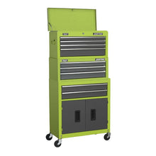 Load image into Gallery viewer, Sealey Topchest, Mid-Box & Rollcab, 9 Drawer Stack - Hi-Vis Green