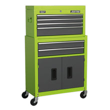 Load image into Gallery viewer, Sealey Topchest & Rollcab Combination 6 Drawer Ball-Bearing Slides - Green/Grey