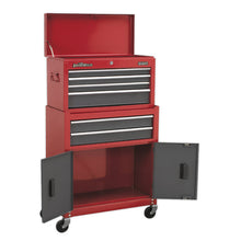 Load image into Gallery viewer, Sealey Topchest & Rollcab Combination 6 Drawer Ball-Bearing Slides - Red/Grey