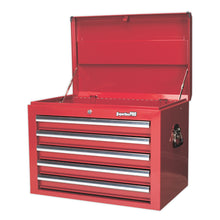 Load image into Gallery viewer, Sealey Topchest 5 Drawer Ball-Bearing Slides (45mm) - Red (Cylinder Lock)