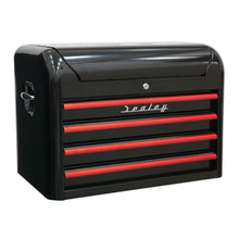 Load image into Gallery viewer, Sealey Topchest 4 Drawer Retro Style - Black, Red Anodised Drawer Pulls
