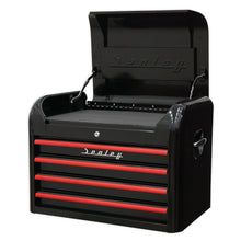 Load image into Gallery viewer, Sealey Topchest 4 Drawer Retro Style - Black, Red Anodised Drawer Pulls
