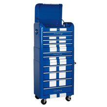 Load image into Gallery viewer, Sealey Retro Style Topchest, Mid-Box & Rollcab Combination 10 Drawer Blue/White Stripes