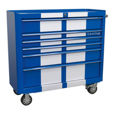 Load image into Gallery viewer, Sealey Retro Style Wide Topchest & Rollcab Combination 10 Drawer Blue/White Stripes