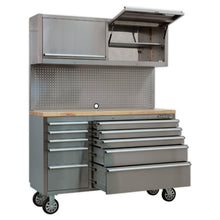 Load image into Gallery viewer, Sealey Mobile Stainless Steel Tool Cabinet 10 Drawer Backboard & 2 Wall Cupboards