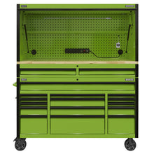 Load image into Gallery viewer, Sealey 15 Drawer 1549mm Mobile Trolley, Wooden Worktop, Hutch, 2 Drawer Riser