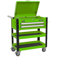 Load image into Gallery viewer, Sealey Heavy-Duty Mobile Tool & Parts Trolley - 2 Drawers & Lockable Top - Green