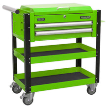 Load image into Gallery viewer, Sealey Heavy-Duty Mobile Tool & Parts Trolley - 2 Drawers & Lockable Top - Green