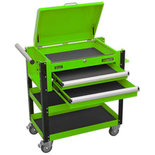 Load image into Gallery viewer, Sealey Heavy-Duty Mobile Tool & Parts Trolley - 2 Drawers & Lockable Top - Green