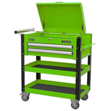 Load image into Gallery viewer, Sealey Heavy-Duty Mobile Tool & Parts Trolley - 2 Drawers & Lockable Top - Green