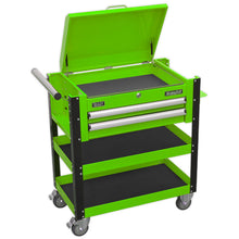 Load image into Gallery viewer, Sealey Heavy-Duty Mobile Tool & Parts Trolley - 2 Drawers & Lockable Top - Green
