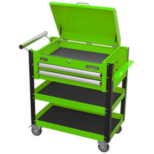 Load image into Gallery viewer, Sealey Heavy-Duty Mobile Tool & Parts Trolley - 2 Drawers & Lockable Top - Green